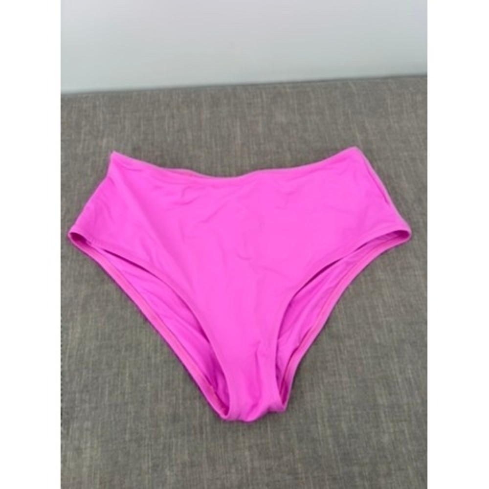 SKIMS Recycled Swim Full Brief High Waisted Bikini Bottom Neon Orchid Size L NWT